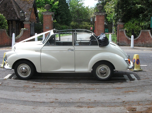 white retro wedding car